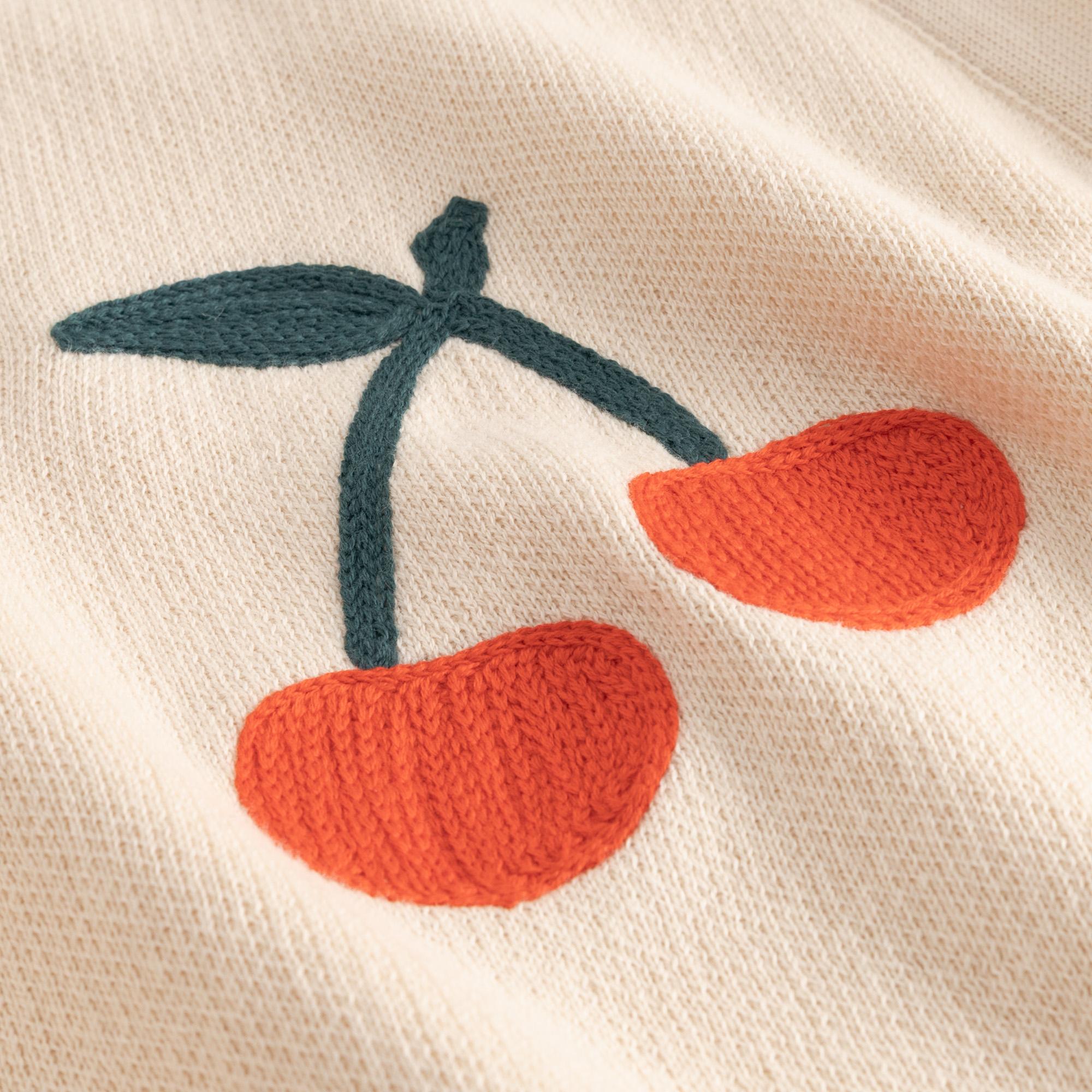 Dedicated Kanan Berries Cardigan  Strickjacke Bio Baumwolle weiß creme